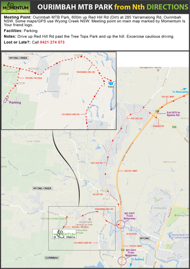 Ourimbah MTB Park location directions from north